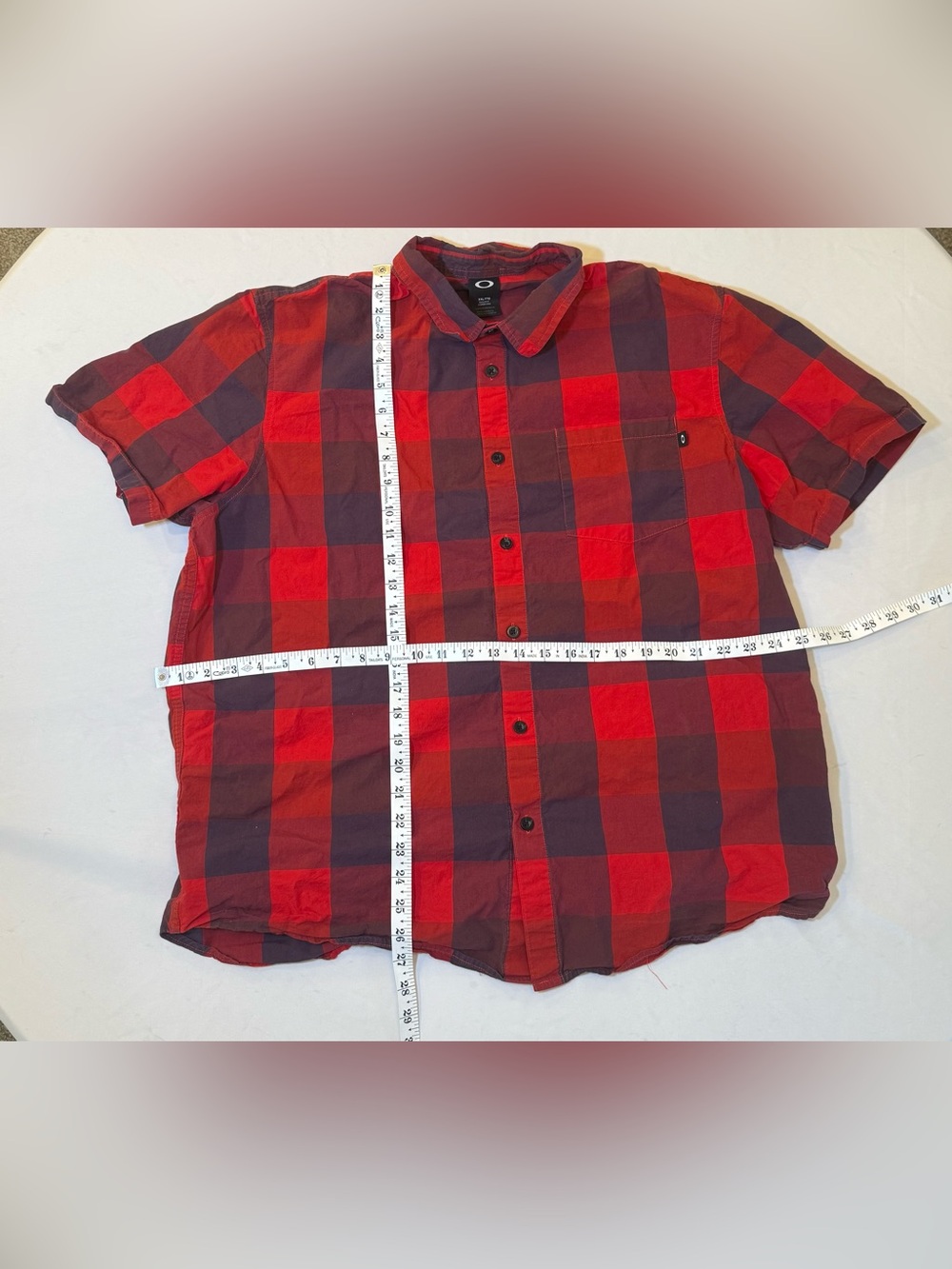 Oakley Red and Dark Blue Plaid Button-Down Shirt - Picture 4 of 5